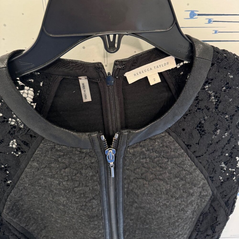 Rebecca Taylor Black Cap-Sleeve, Textured Dress - Picture 4 of 8